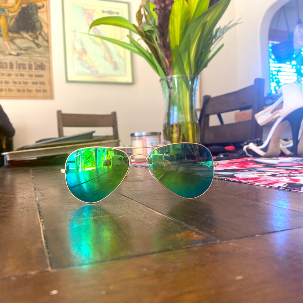 RayBan Polarized glasses GREEN FLASH lenses.